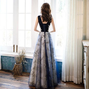 Evening Gown A-Line Chiffon Empire Waist Scoop Neck Long Dress For Banquets Hostess Annual Meetings - Product Image 4