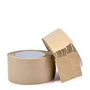 Custom Printed Logo Eco Friendly Gummed Self Adhesive Reinforced Brown Craft Kraft Paper Packaging Tape