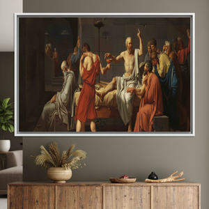 Printed Art Deco Panel <b>Canvas</b> Artwork the Death of Socrates by Louis David Clear <b>Framed</b> Hanging Wall Decor - Product Image 3