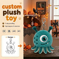Porte-clés pieuvre monstre d'Halloween personnalisé, jouet en peluche de fête, animal en peluche en polyester et coton PP, cadeau mignon et moelleux anti-stress