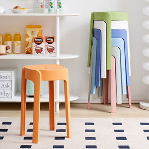 2026 New Nordic Style Plastic <strong>Stool</strong> Chair Stackable Design <strong>Stool</strong> Round Plastic <strong>Stool</strong> for <strong>Dining</strong> <strong>Table</strong> and Coffee <strong>Table</strong> - Product Image 1