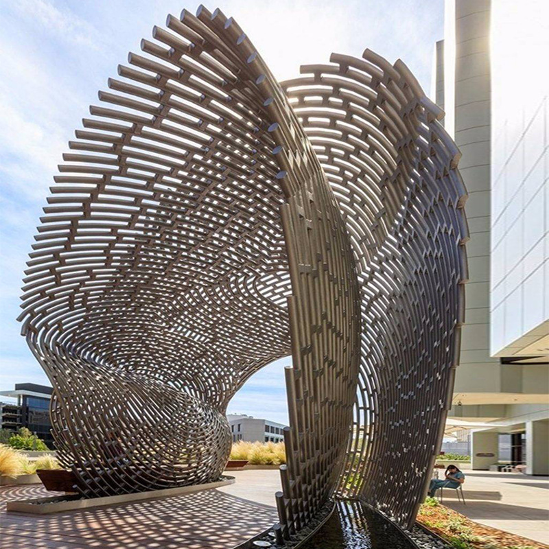 Centro Comercial Escultura Moderne Edelstahl Garten Statuen Sculture-tasarım Inox Bent Metal paslanmaz çelik sanat heykeller