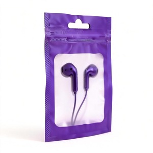 Reseal Pouch <strong>Bag</strong> Packaging Clear LDPE Plastic Flat Frosted Zip Lock <strong>Bags</strong> Holographic Aluminum Foil for Earphone Packaging - Product Image 5