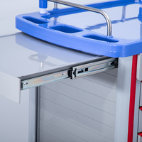 Chariot d'anesthésie hospitalier ABS avec 5 tiroirs, chariot à médicaments d'urgence avec boîtes de séparation pour médicaments, poubelle, roues silencieuses avec frein