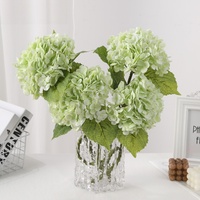 Arrangement floral d'hortensias S-0017 Real Touch, nouveaux hortensias artificiels en latex vert et blanc pour la décoration de mariage et de la maison