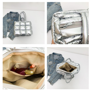 Sac fourre-tout matelassé léger et grande capacité pour femme, style nuage, doux, tendance hiver, avec doublure en polyester - Product Image 3