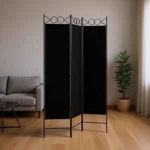 Divisorio per Stanza a 3 Pannelli in Tessuto Nero 47.2x78.7 Pieghevole e Mobile Stile Minimalista - Product Image 2