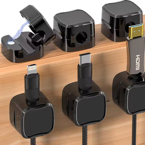 Soporte de cable ajustable, organizador de gestión de cable magnético de plástico, soporte de cable adhesivo fuerte para escritorio - Product Image 1