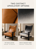 Fauteuil d'appoint moderne rembourré en cuir pleine fleur et tissu extensible dégradé, idéal pour chambre, salle à manger, hôtel
