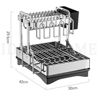 Égouttoir à vaisselle et à baguettes multifonctionnel pliable à double niveau en acier inoxydable pour la cuisine