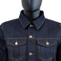 Chaqueta Vaquera Clásica de Mezclilla con Dobladillo, Diseño Personalizado TOPSHOW, 11-15 oz, Algodón Grueso con Logotipo en Relieve para Hombre