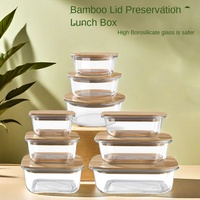 Boîte à lunch en verre borosilicate OEM ODM, résistante aux hautes températures, récipient alimentaire rectangulaire, vente en gros directe d'usine