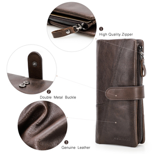 Portefeuille RFID Contact's Dropship en Cuir Véritable Vintage avec Fermoir pour Hommes, Portefeuille Téléphone Grande Capacité, Pochette en Cuir pour Hommes et Femmes - Product Image 5
