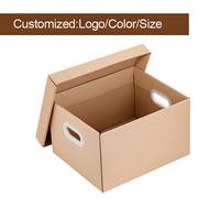 Boîte de rangement en papier kraft, boîte de rangement mobile en carton pour l'archivage de documents, collection de livres, cadeaux d'anniversaire, déménagement à domicile