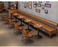 Nouvelle Tendance : Ensemble Table et Chaises de Café, Banquettes de Restaurant Commerciales en Métal avec Tables en Bois Massif et Revêtement en Cuir PU Moderne