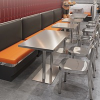 Table de salle à manger, chaise et canapé de restaurant en métal moderne, durable, écologique, pour usage commercial, avec plateau en acier inoxydable