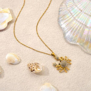 18k Gold Pvd Plated Stainless Steel Crab <strong>Necklace</strong> for Girls Womens Cute Ocean Animal Jewelry Gifts for Daughter <strong>Niece</strong> - Product Image 2