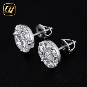 Pendientes de tuerca redondos de moissanita VVS con halo, de plata de ley 925, tipo diamante, al por mayor, para uso diario femenino, joyería fina - Product Image 4
