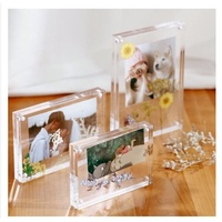 Présentoir transparent acrylique personnalisable, ensemble photo carte postale en cristal double face, cadre photo à forte attraction magnétique