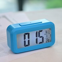 Réveil numérique à écran LCD, design élégant, plusieurs couleurs, horloge de table avec affichage de la température pour chambre à coucher, bureau, horloge de bureau