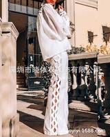 Ensemble Rétro Femme : Chemise en Dentelle Blanche à Manches Longues et Pantalon Uni, Collection Automne 2026 – Vente en Gros