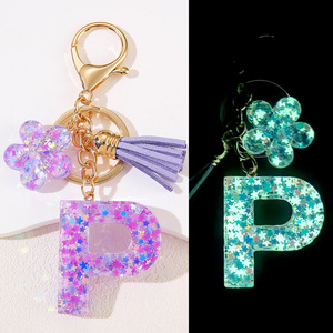 Mới Đến Túi Đẹp Tua Hoa Mặt Dây Chuyền Móc Chìa Khóa Đồ Trang Sức Nghệ Thuật Nhựa Sáng 26 Chữ Keychain Cho Phụ Nữ Cô Gái - Product Image 2