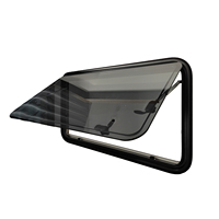 Fenêtre de camping-car à coins arrondis 600*600mm avec cadre intérieur en aluminium, store enrouleur et moustiquaire pour caravane et remorque