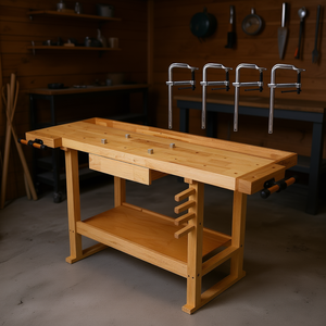 Banc de travail pour le travail du bois de 55 pouces avec jeu de 4 pinces à mâchoires pour garage, atelier et usage domestique - Product Image 2