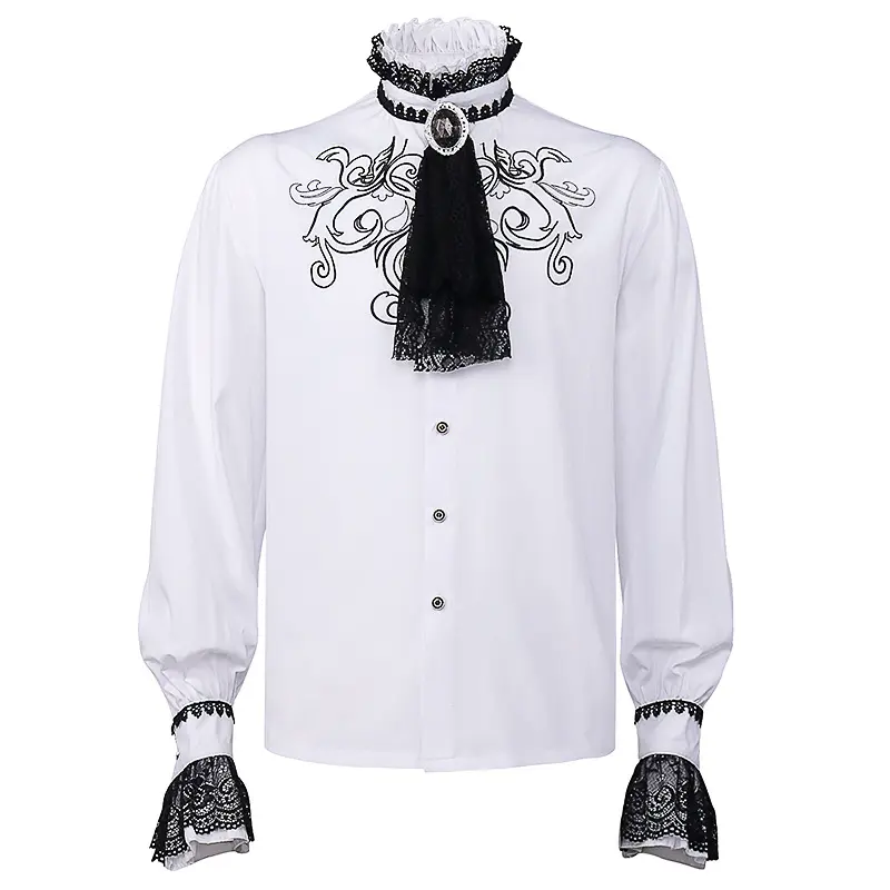 İlkbahar ve sonbahar erkek rönesans giyim gömlek ortaçağ Steampunk beyaz korsan gömlek beyler üst iç çamaşırı astar