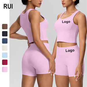 Conjunto de Yoga para Mujer RUIQUWIN, 2 Piezas, Pantalones Cortos Deportivos de Cintura Alta, Chaleco Deportivo Antideslizante, Ropa Deportiva Suave y Transpirable - Product Image 1