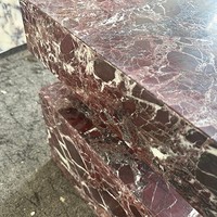Table d'appoint en marbre Rosso Levanto en forme de Z, table d'appoint en pierre naturelle pour la décoration de villas de luxe, taille personnalisée