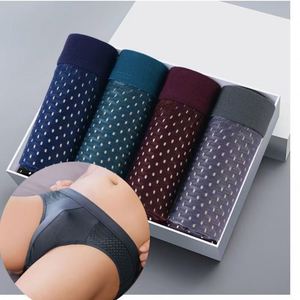 Men's Breathable Ice Silk <b>Boxer</b> Briefs Elastic Waistband Mid-Rise Trunks with Mesh Panel for Sports Daily Wear in Multi-Colors - Product Image 1