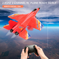 Avion RC 2.4G, planeur radiocommandé, planeur de combat télécommandé avec lumière LED, avion en mousse, jouets pour garçons, modèle d'avion RC HW33