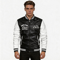 Veste de baseball en polaire PU avec patch brodé, style varsity, Abrigos Para Hombre, veste pour homme