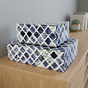 BS INTERNATIONAL Square Bone Inlay Eco-friendly Customized Jewelry Packing Box <b>Key</b> Lock Modern Style Christmas Low Price Combo - Product Image 1