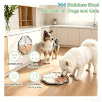 Tapis à lécher pour animaux de compagnie AFP Durable en acier inoxydable 304 avec ventouses puissantes, pour soulager l'anxiété et favoriser une alimentation lente, pour chiens et chats