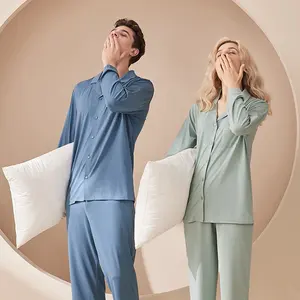 Custom 2 Piece Pyjama Sets For Wholesale Couple Men Women Cotton Luxury Pajamas