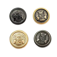 Kancing Seragam Emas Desain Embos Mewah Aksesoris Jahit Pakaian Logam Lapisan Perunggu Ramah Lingkungan Unisex Kancing Kemeja Shank