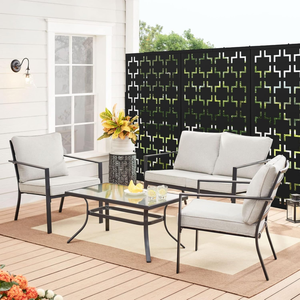 Paravent d'intimité extérieur en métal sur mesure de 6 pieds, panneau de séparation de jardin en acier découpé au laser avec support, paravent décoratif moderne - Product Image 6