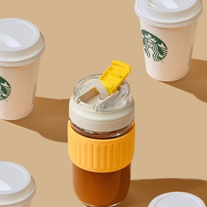 Glass Tumbler Glass Water <b>Bottle</b> With Straw and HandleHot Sale Portable Travel Drinking Cup14oz Borosilicate - Product Image 6