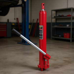 Cric hydraulique D0100H53X2P 3 tonnes à pompe à piston unique, avec base à fourche et poignée, pour nacelle élévatrice à long bras, usage en garage et atelier - Product Image 2