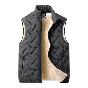 Gilet foderato in pile Sherpa in tela invernale da <span class=keywords><strong>uomo</strong></span> senza maniche <span class=keywords><strong>con</strong></span> Zip giacca da viaggio calda all'aperto <span class=keywords><strong>con</strong></span> Logo - Product Image 2