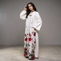 Robe islamique modeste pour femme, imprimé floral multicolore, élégante, ample, avec fermoir orné, taille unique, Abaya Aïd, collection 2026, vente chaude