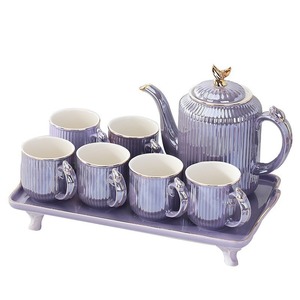 Cream-style drinking cup home <b>set</b>, living room coffee table, high-end ceramic cups, cup holder, tea <b>set</b> - Product Image 1