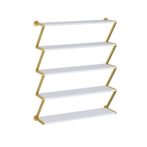 Panier de rangement en métal doré à 2 étages, Simple, à la mode, pour magasin de vêtements, étagère en bois, pour chaussures - Product Image 6