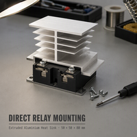 Radiateur à ailettes de refroidissement en aluminium extrudé pour relais à semi-conducteurs 10-40A, dissipation thermique 50x50x80mm