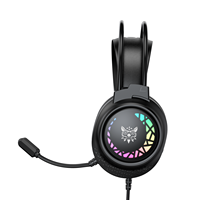 ONIKUMA X92 Casque de jeu avec prise USB 3.5mm et son stéréo LED, casque filaire noir avec micro