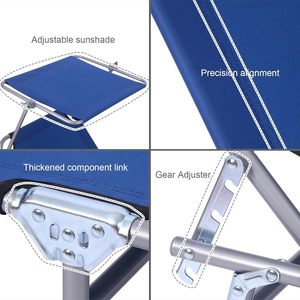 Chaise de bronzage extérieure pliante réglable à 4 positions chaise de plage inclinable chaise longue pour terrasse piscine arrière-cour patio - Product Image 4