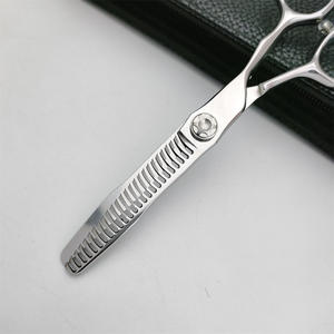 Tijeras de peluquería CNC de acero inoxidable VG10, tijeras de entresacar SR 6 con mango largo y tijeras planas para uso en barberías y salones de belleza. - Product Image 3