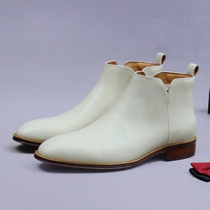Botas Chelsea de Negocios para Hombre ASTON M.JAZZ, de Cuero Genuino Blanco, con Cierre de Cremallera, Entresuela de Piel de Vaca, Suela de Goma Resistente - Product Image 1